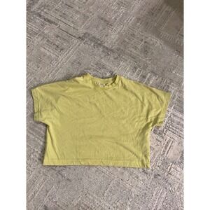 Zara Girls Top T-Shirt Cropped‎ Chartreuse Green Short Sleeve Casual size 9-10